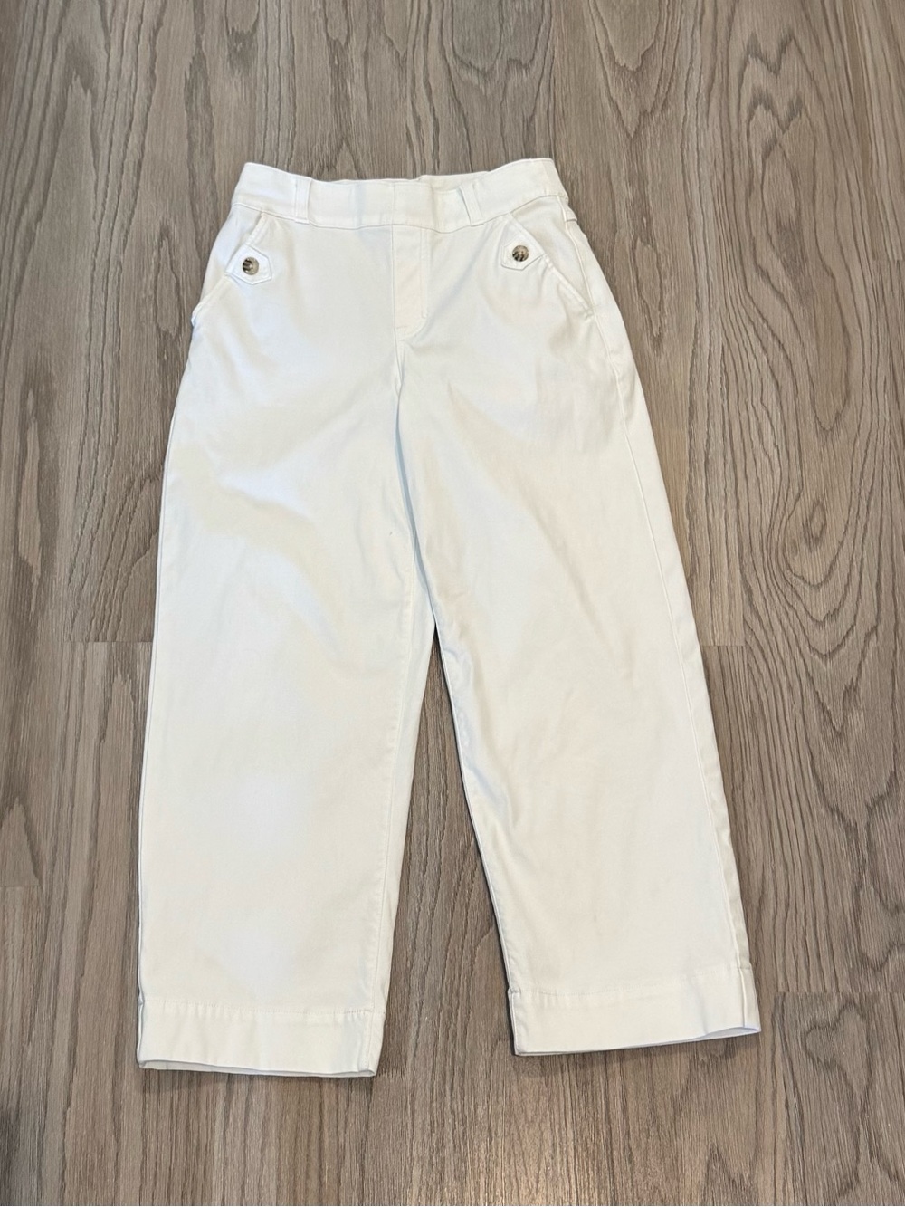 Spanx Twill White Wide-Leg Pants Cropped Small petite Women’s